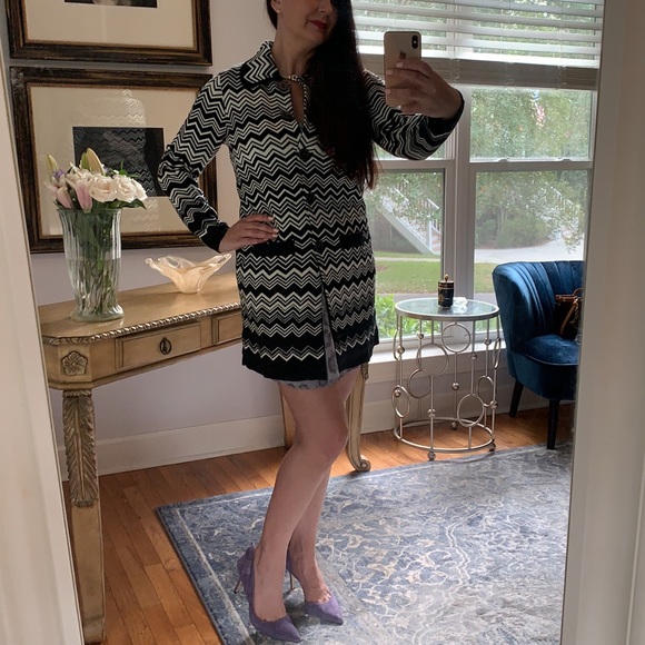 MISSONI New black white fall winter coat XS 2 4 - Picture 3 of 10